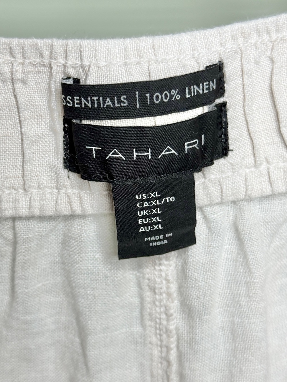 Tahari Linen Wide Leg Pull On Pants Casual Summer Vacation White Beige Size XL - Picture 7 of 8